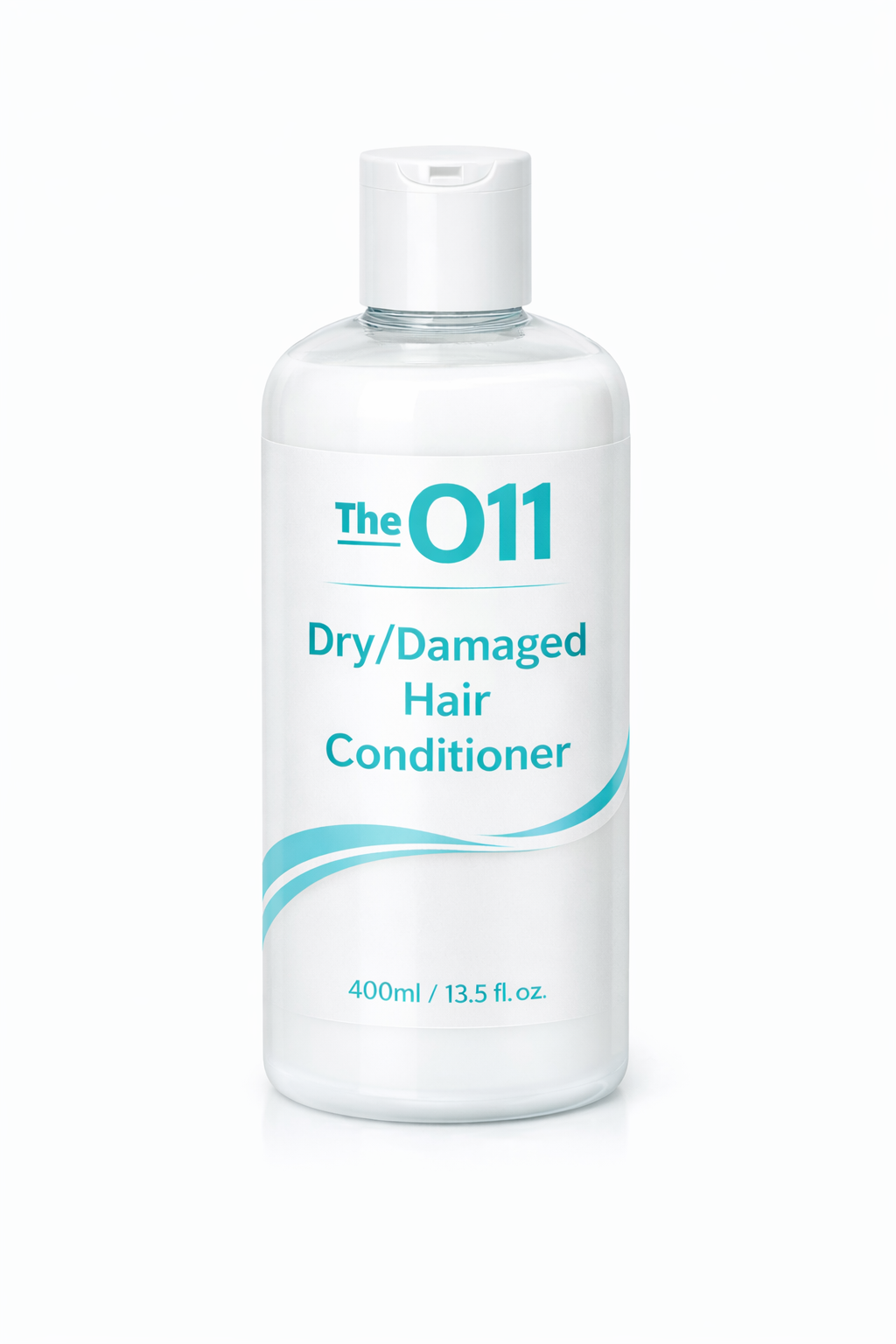 Bottle of The O11 Dry/Damaged Hair Conditioner on a white background
