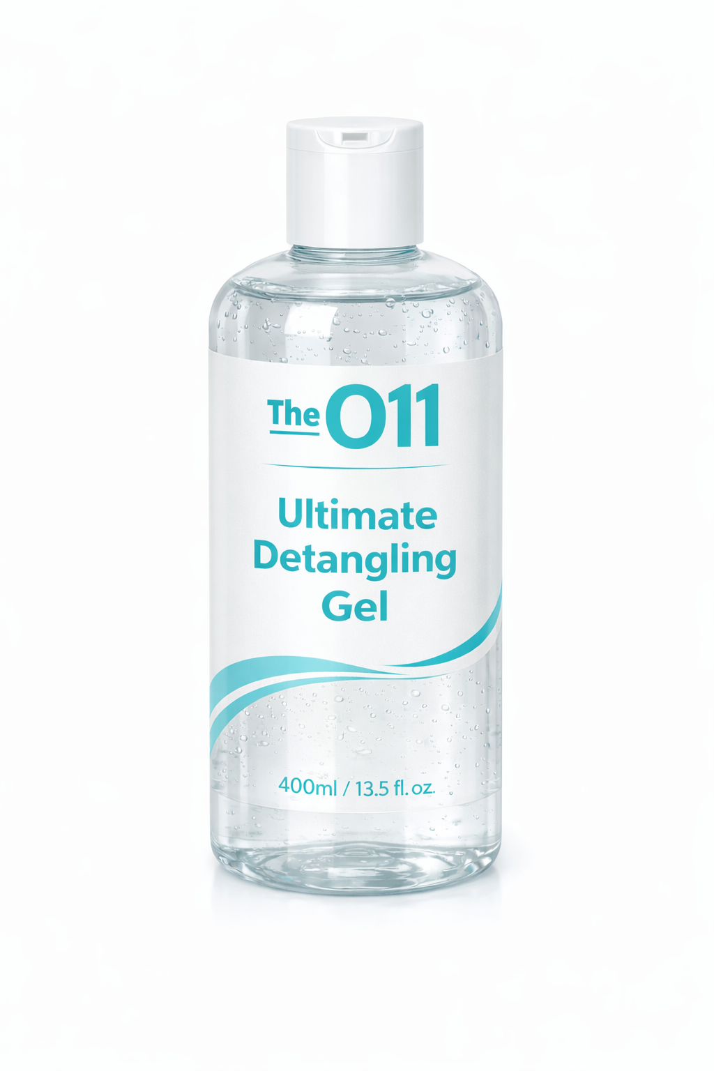 Bottle of The O11 Ultimate Detangling Gel on a white background